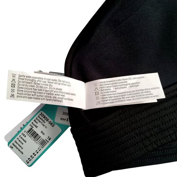 Seafolly Womens Black Bikini Bra Top  Strappy back design Size 16 Nylon Elastane - Picture 5 of 8